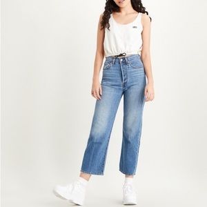 Levi's Ribcage Retro Straight Leg Button Fly High Rise Waist Jeans Size 27 x 27